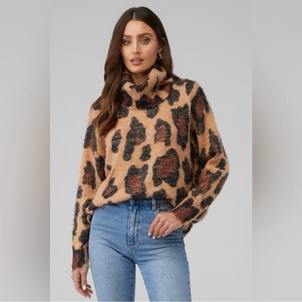 Show Me Your MuMu Fatima Turtleneck Cheetah Fever Knit | 87% Off